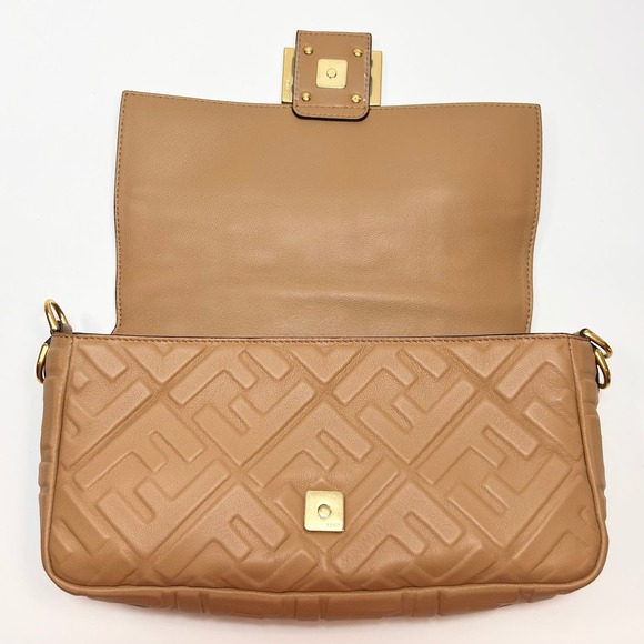 Fendi Nappa FF 1974 Embossed Baguette Bag Beige - Picture 9 of 15